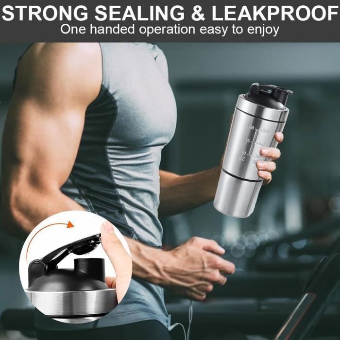Shaker per proteine in acciaio inossidabile, shaker per bottiglie di proteine, shaker per proteine con sfera shaker multicolore
