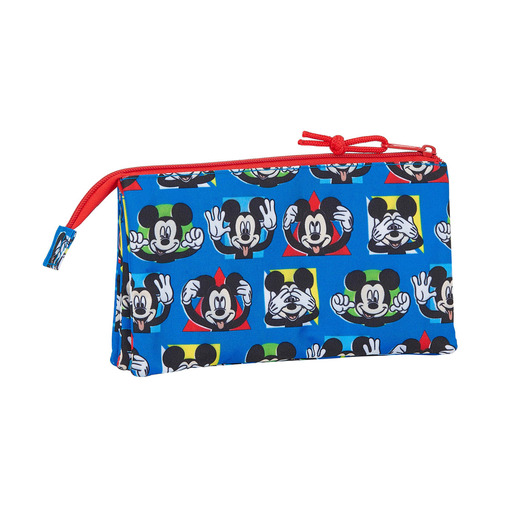 Safta Portatodo Triple De Mickey Mouse Me Time, 220x30x120mm, Azul/rojo, Talla Única
