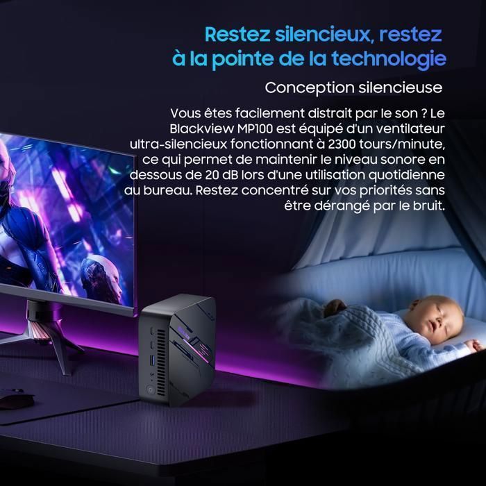 Blackview MP100 Mini PC - AMD Ryzen 5 7430U 4.3GHz - 16GB DDR4+512GB SSD - Radeon Graphics - WiFi 6 - Triple 4K - Windows 11 Pro