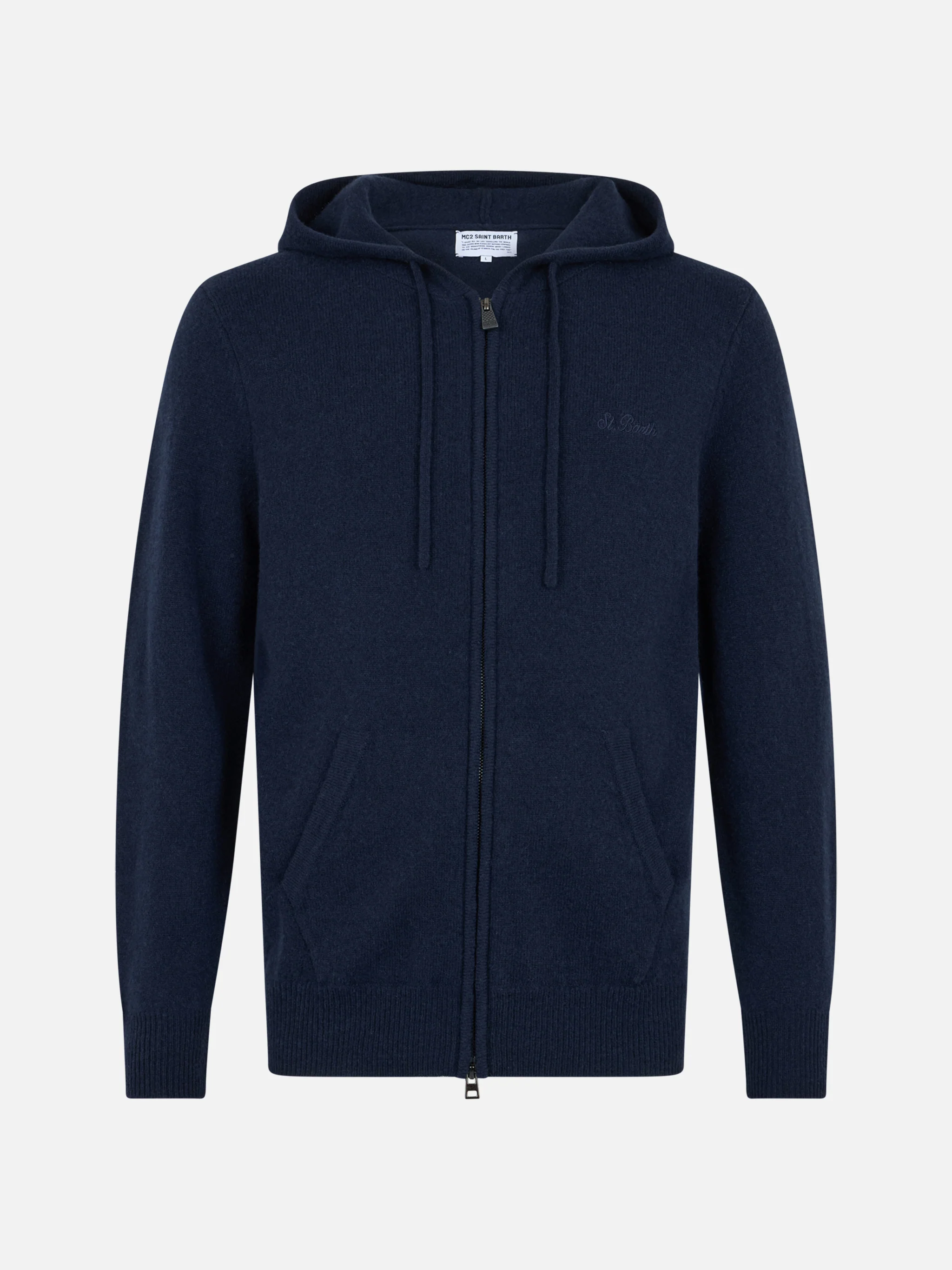 Heren Notting lamswollen hoodie in marineblauw