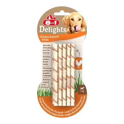 Palitos retorcidos 8 en 1 de Delights para perros pequeños - Pollo