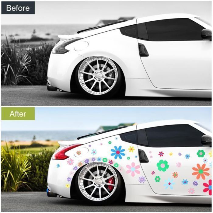 90 pegatinas para coche, pegatinas de flores de vinilo para decoración exterior de vehículos.