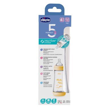 Chicco Perfect 5 Fast Flow -tuttipullo, keltainen, 1 kpl.