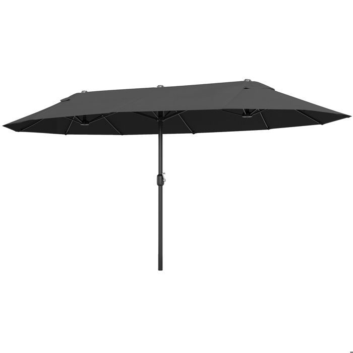 XXL tuinparasol, groot formaat, met draaimechanisme te openen en te sluiten, staal, polyester met hoge dichtheid, zwart