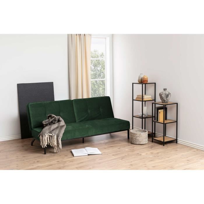 Canapé-lit convertible vert forêt en velours - EMOB - Giovanni - Style vintage - Dimensions 95x198cm