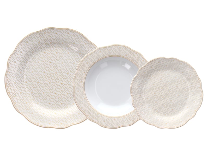 Komplet obiadowy 18 el. porcelanowy Diana Tognana beżowy