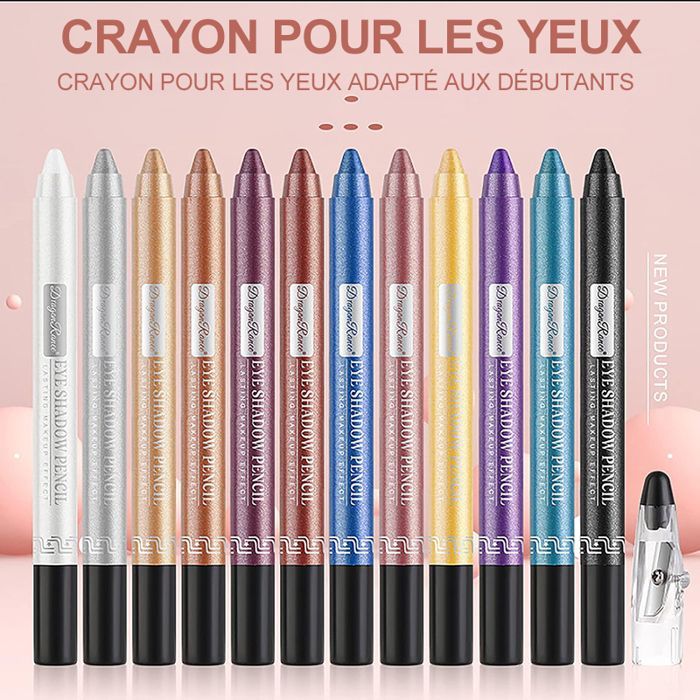 Coffret de sticks ombres à paupières,12crayons eyeliner pailletés colorés,maquillage pour les yeux longue tenue, waterproof et