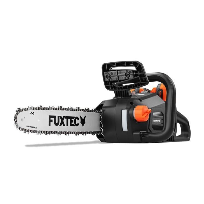 Motosierra inalámbrica FUXTEC FX-E2KSSET de 2 x 20 V - Longitud de corte de 35 cm, baterías y cargador doble.