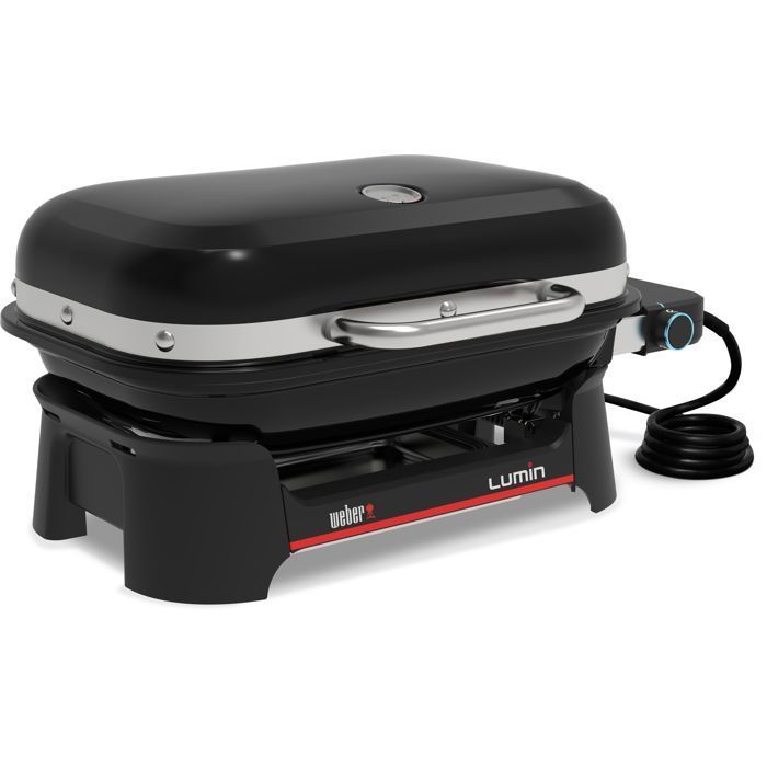 Barbecue elettrico compatto Weber Lumin - 2,2 kW - Acciaio smaltato - Area di cottura 28 x 43 cm - Nero