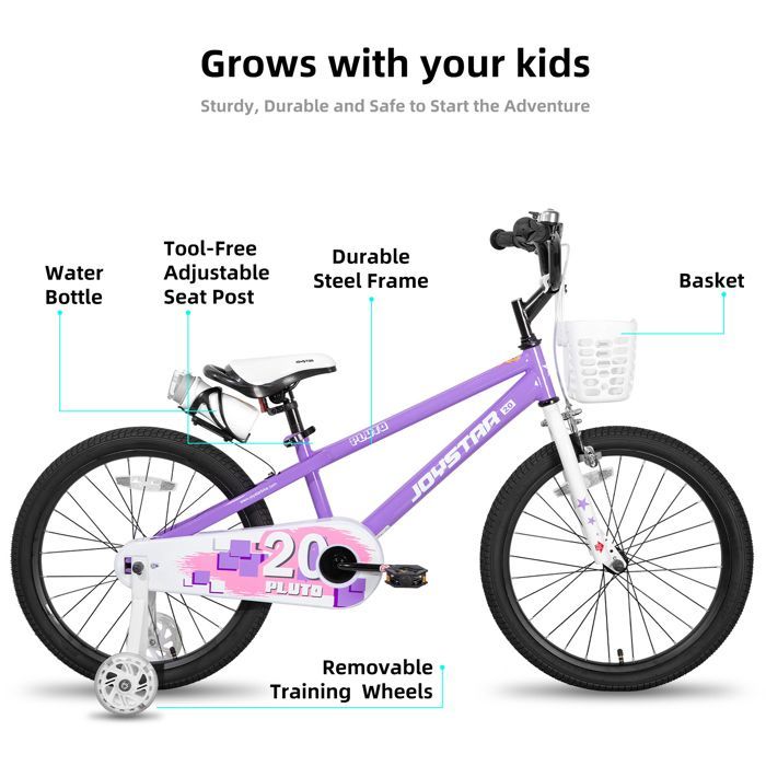 Kinderfiets - JOYSTAR - 50 cm - Lichtgevende zijwieltjes - Inclusief bidonhouder