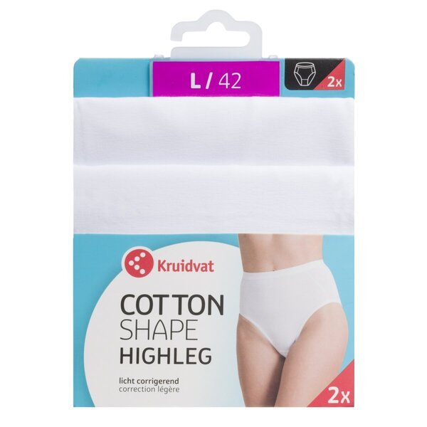 Ženske hlačke Kruidvat Cotton Shape Highleg, bele barve, velikost L, 2 kosa
