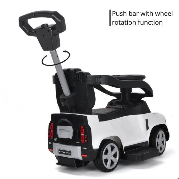 LAND ROVER Defender 2-in-1 Ride-On Toy for Children - White - 1 to 3 Years - Officially Licensed - Push Bar - Adjustable