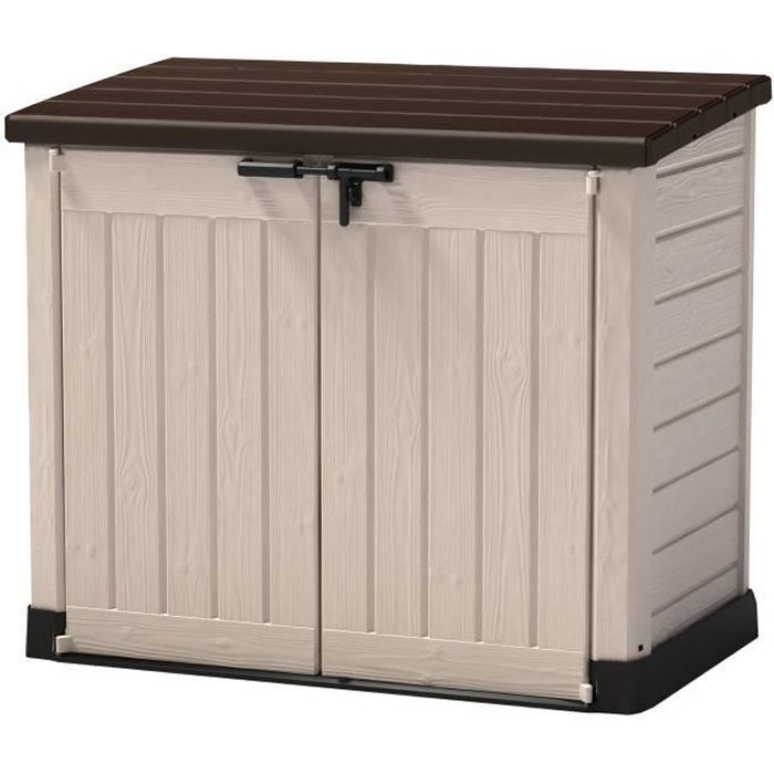 KETER 1200 Litre Outdoor Resin Storage Box, Beige and Brown - For Bins or Bicycles