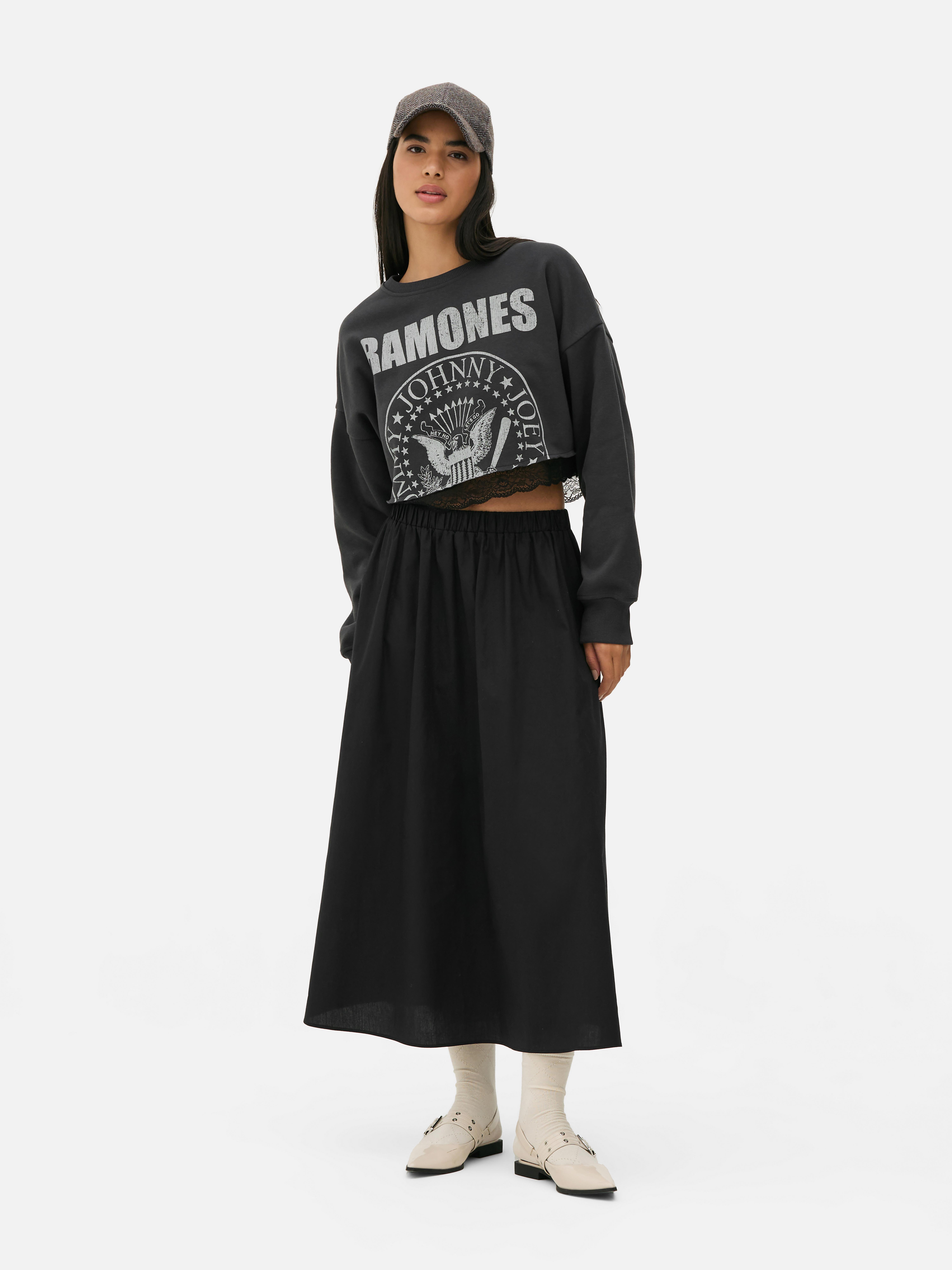Hanorac scurt cu dantelă Ramones Hanorac scurt cu dantelă și sigla Ramones pe față
