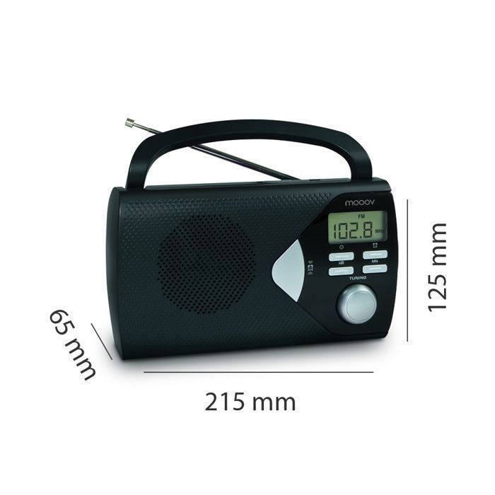 Radio portatile AM/FM con funzione sveglia - nera - MTERONIC 477205