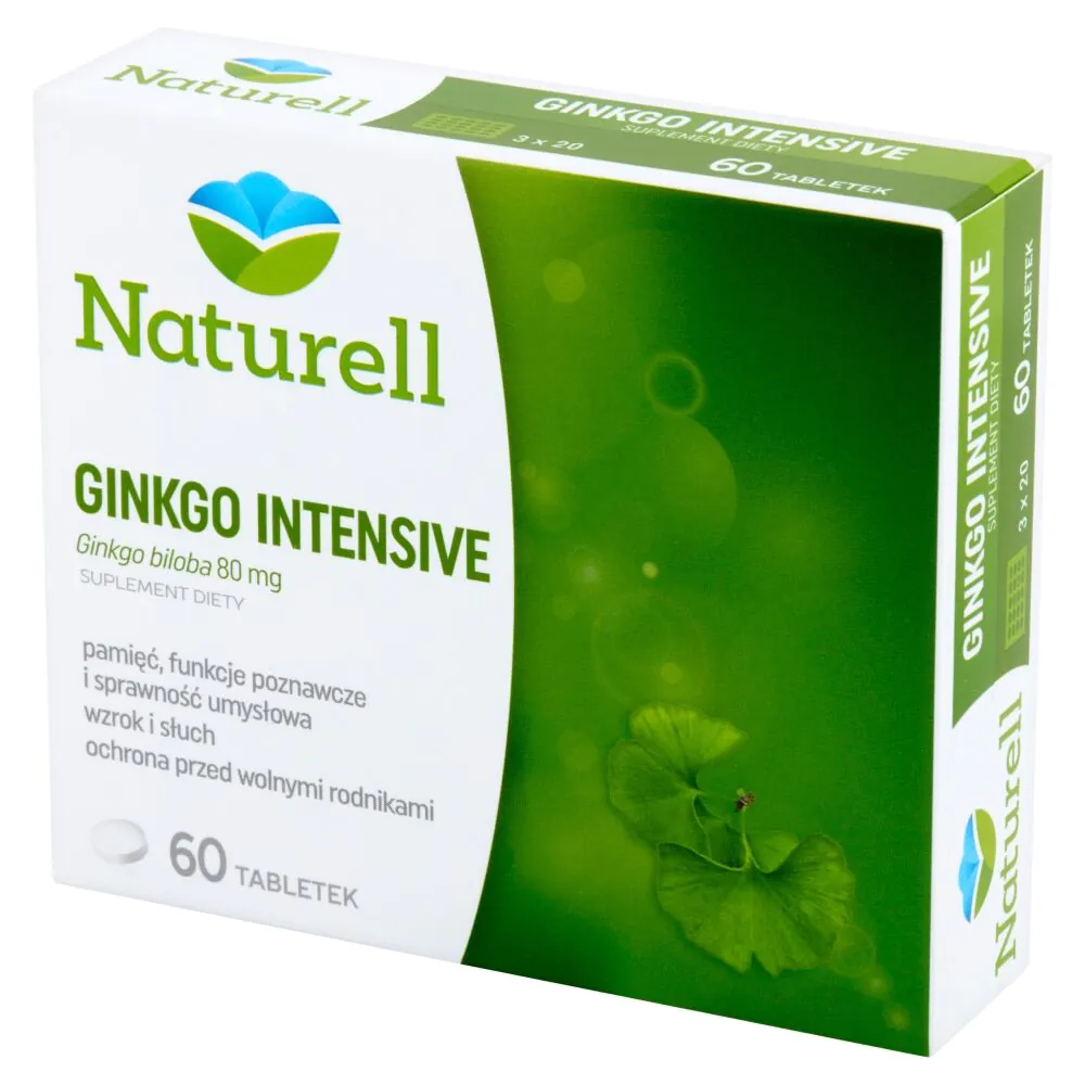 Naturell Ginko Intensive, Wyciąg z liści miłorzębu japońskiego, Tabletki