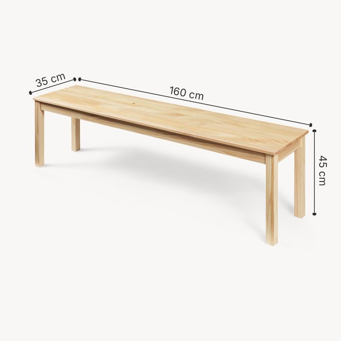 Banc de salle à manger Trerunulu 160 x 35 x 45 cm naturel