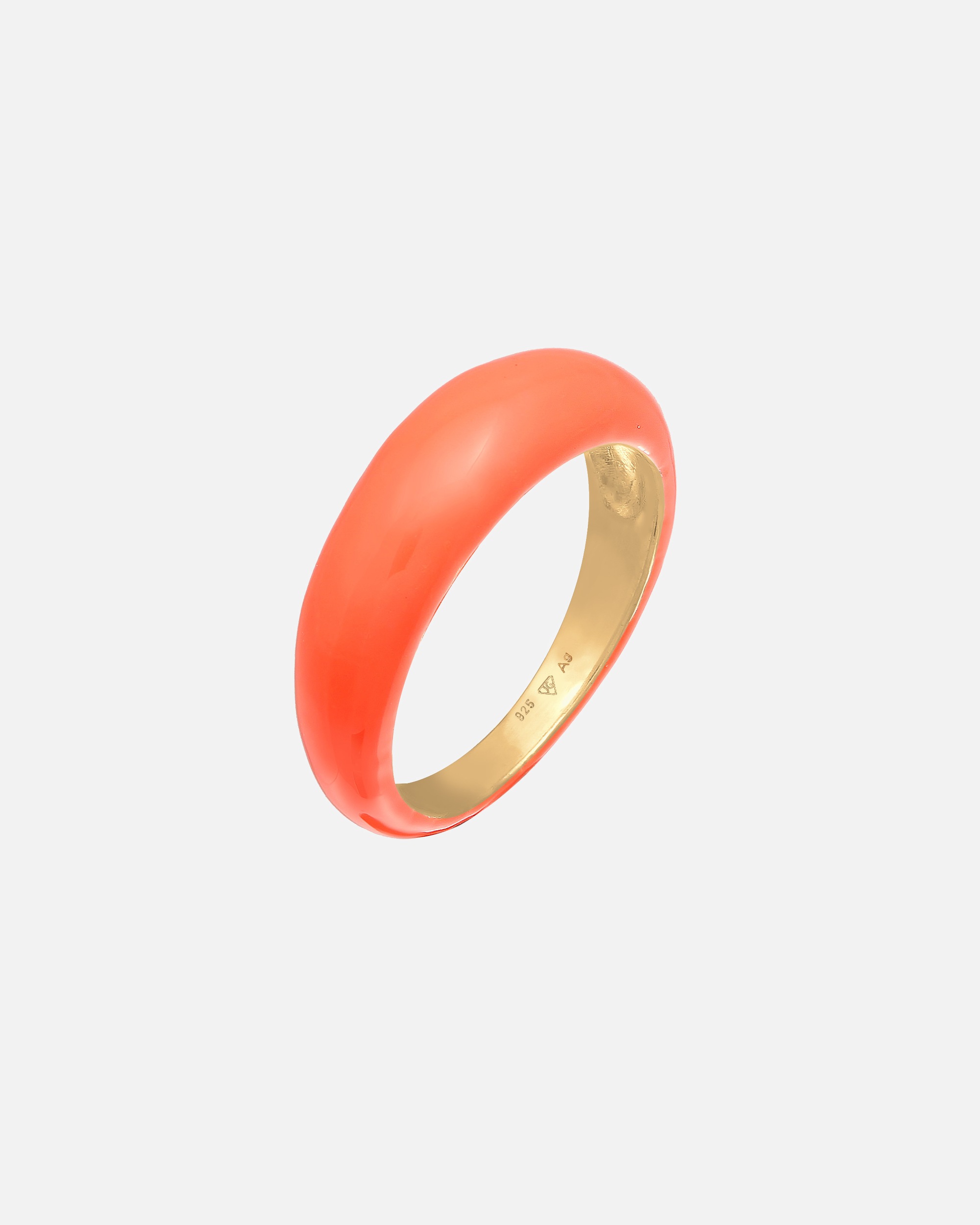 Elli Femmes Bande Pile avec Émail Orange en Argent Sterling 925 Plaqué Or