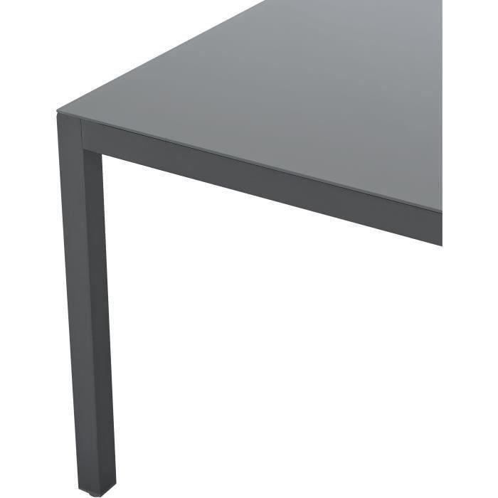 Ensemble repas table de jardin 6 personnes : Table + 6 chaises - Structure en aluminium - L180 x P 90 x H 74 cm - Gris anthracite