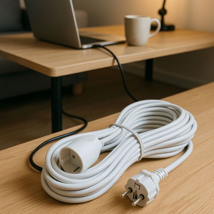 Cable de extensión de 10 m – 3500 W 220-240 V | Blanco para interiores