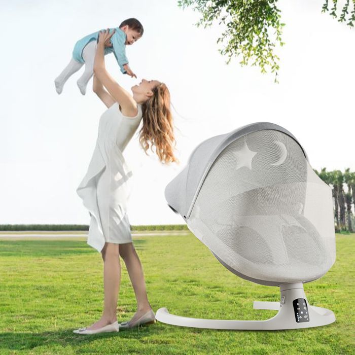 Electric Baby Swing - 5 Speeds - Electric Baby Rocking Chair with Remote Control and Mosquito Net