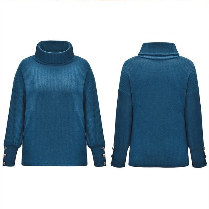 Suéter de mujer, suéter de cuello alto, suéter de invierno cálido de manga larga a la moda - Marrón