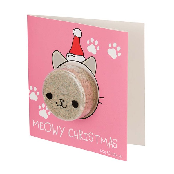 Bubble T Cosmetics fürdőbomba 'Meowy Christmas' kártya (50g)