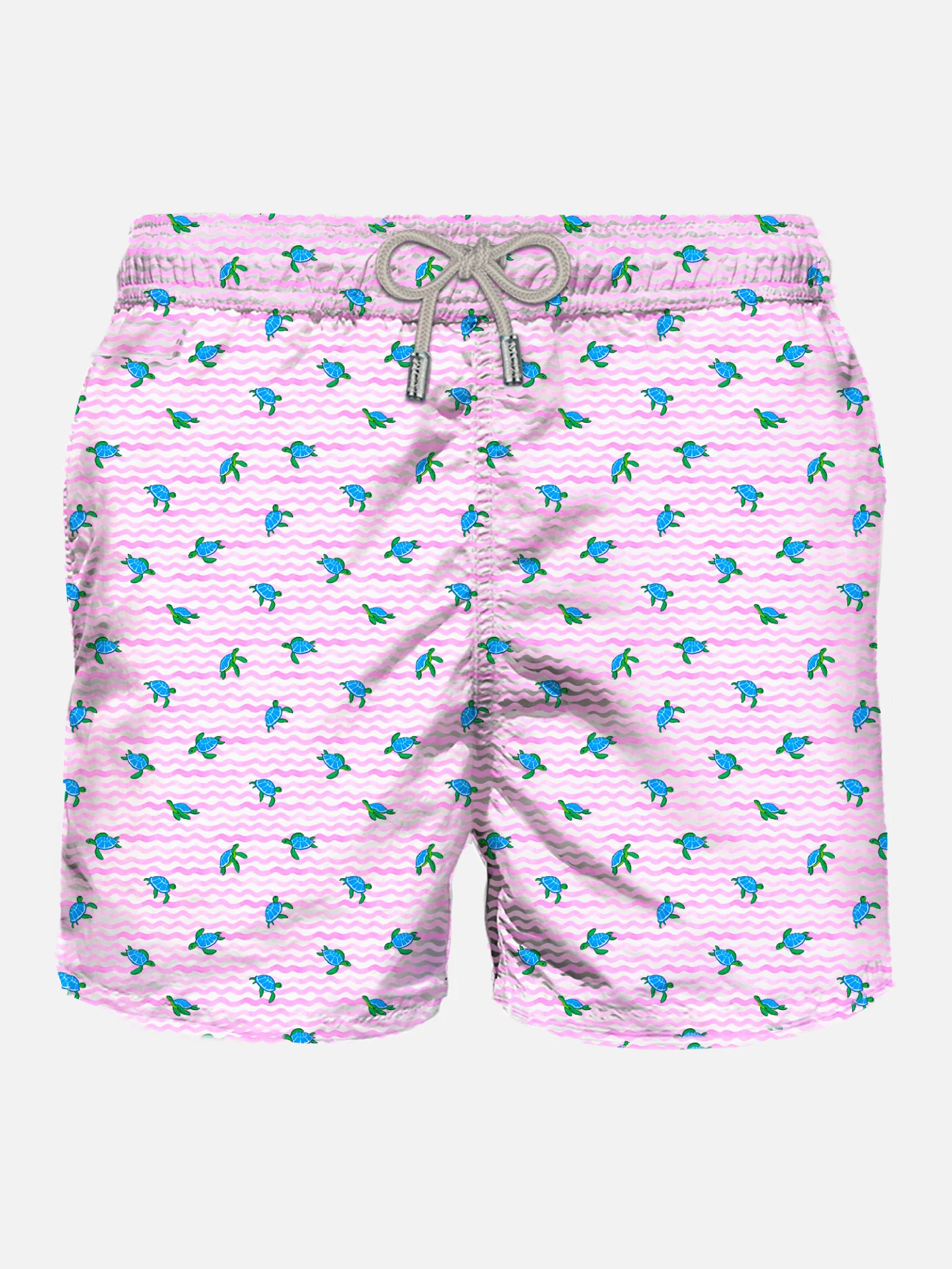 Comfortabele en lichte zwembroek met print van groene zeeschildpadden en roze golven | Relaxte pasvorm, sneldrogende stretchstof | Elastische tailleband | MC2 Saint Barth