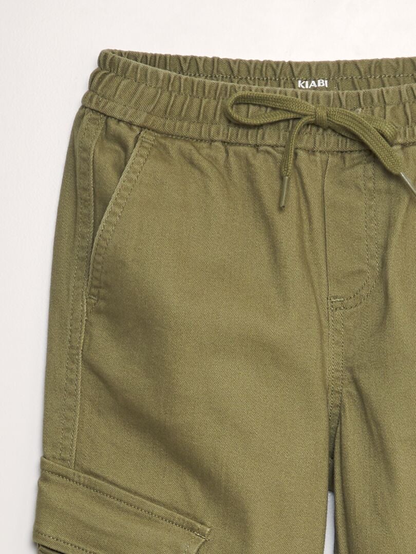 Pantalones deportivos de felpa con bolsillos laterales - Verde