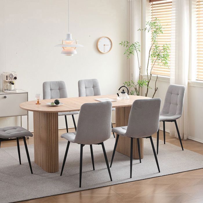 Chaises DOWISDOLY - Velours côtelé,Vintage,Gris (Lot de 4)