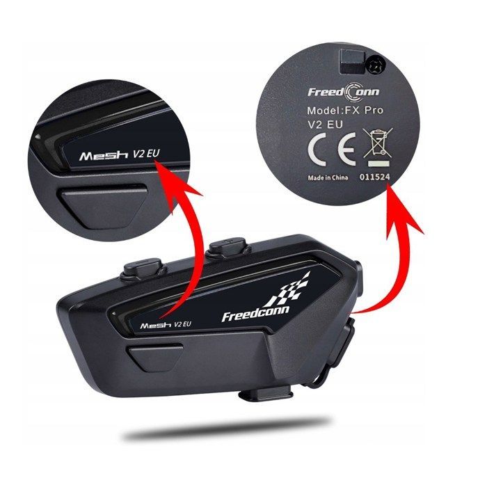 Intercomunicador para motocicleta FREEDCONN FX Pro V2 EU MESH - Bluetooth 5.0 - Alcance de 1200 m - 12 horas de duración de la batería