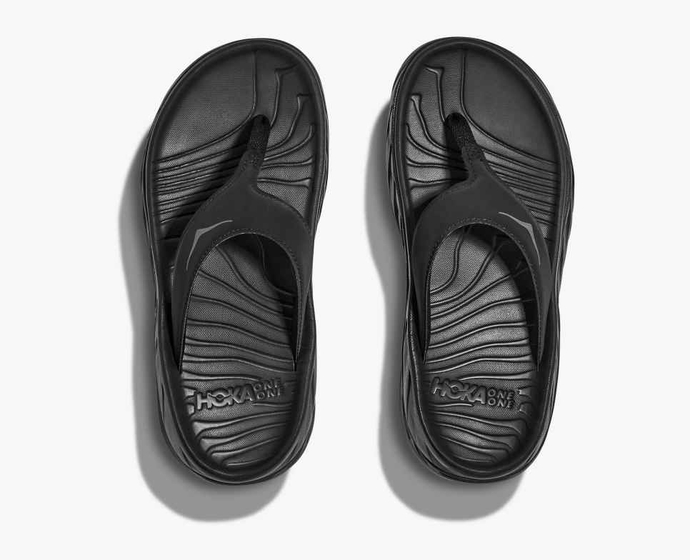 HOKA Ora Recovery Flip Zwart / Donkere Meeuw Grijs