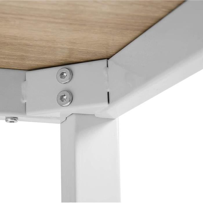 WOLTU 1 x Mesa de bar, mesa de bistró, mesa de comedor, estructura metálica, tablero de MDF, 140x40x100 cm, roble claro