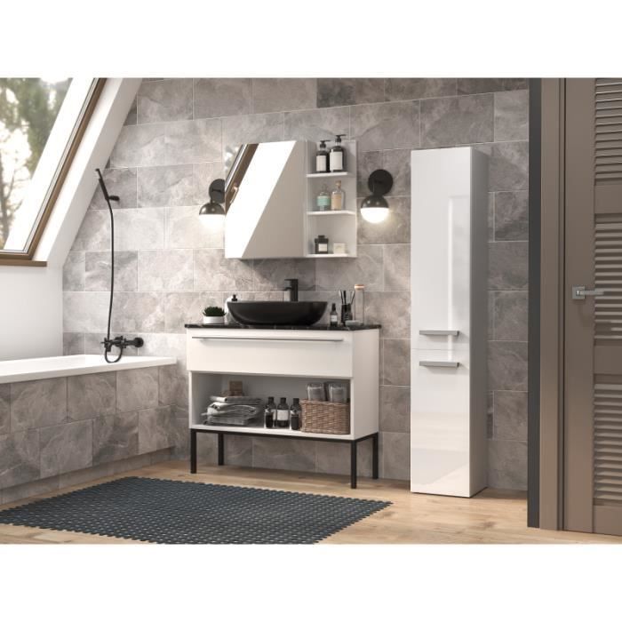 KOMMA - Armario de baño de 2 puertas - 31x30x174cm - Columna de almacenamiento para baño