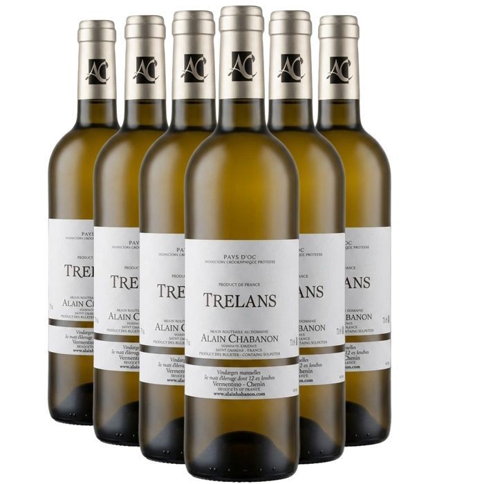 Domaine Alain Chabanon Trélans 2022 - Pays d'Oc - White Wine from Languedoc-Roussillon (6 x 75cl) Organic