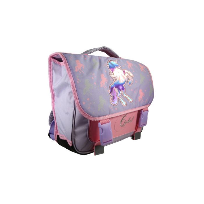 Mochila escolar Bagtrotter - Cybel - 38cm - Roxa - 2 compartimentos - 1 bolso sob a aba - 1 bolso para garrafa - Alças de ombro...