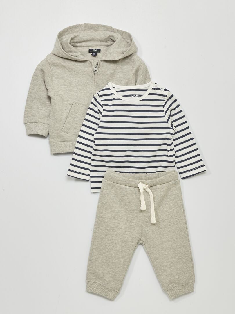 Conjunto de 2 piezas: camiseta, sudadera y pantalón deportivo - BLANCO