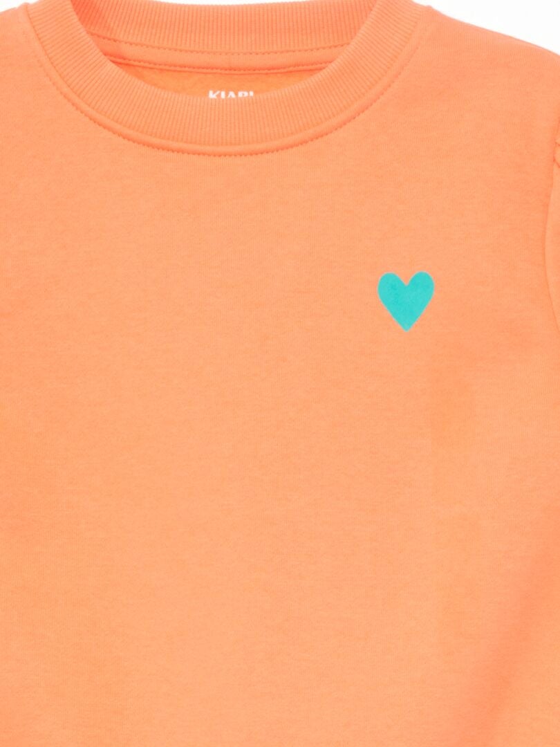 Trui met ronde hals van fleece - ORANJE