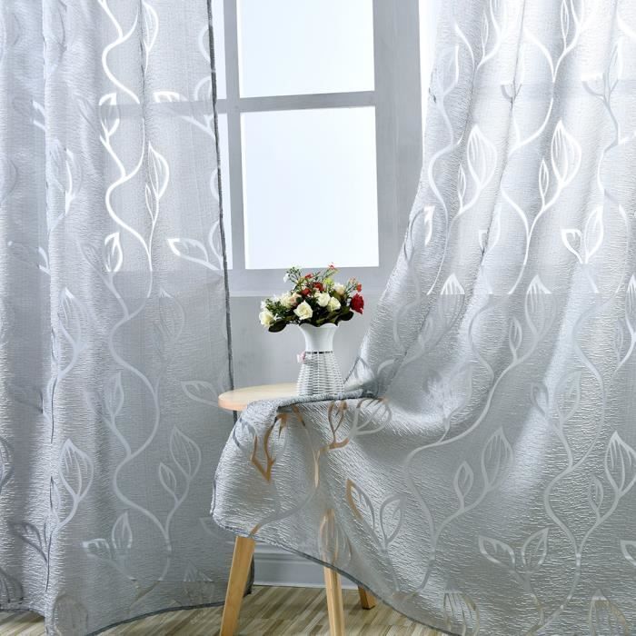 Juego de 2 cortinas transparentes - Decoración del hogar - 100 x 250 cm - Gris