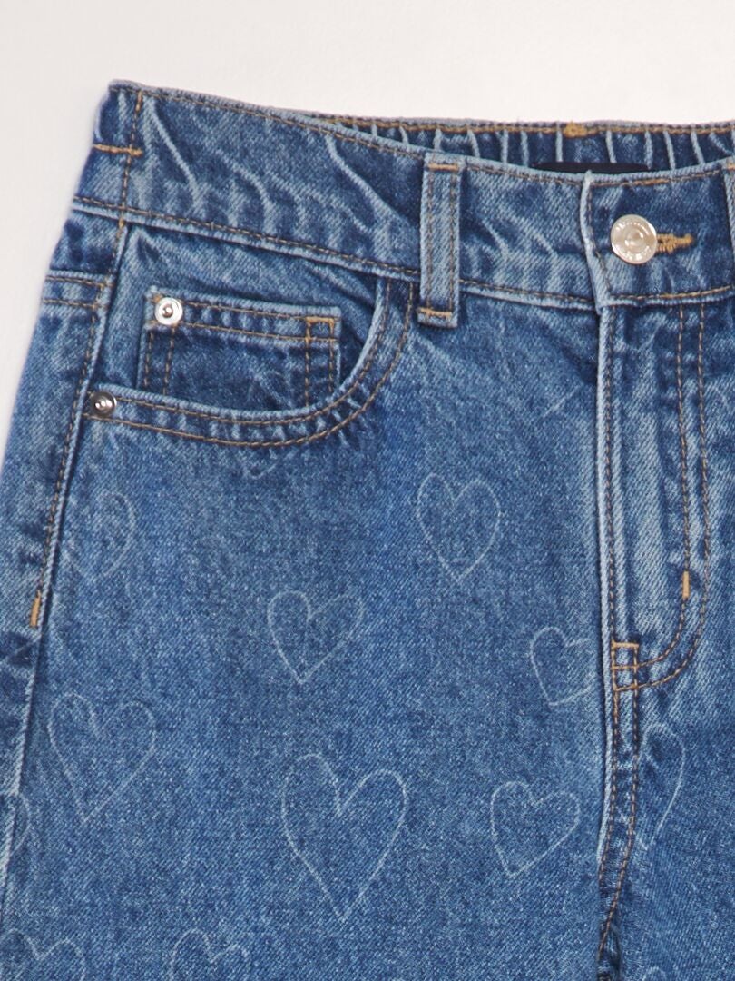 Denimbukser med vide ben - BLÅ