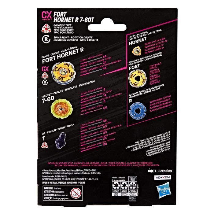 Beyblade X Starter Pack Fort Hornet R 7-60T CX, toupie Takara Tomy de type équilibre, toupies de compétition, dès 8 ans