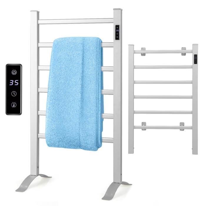 Radiador toallero eléctrico COSTWAY de 100 W, 30-60 °C, con temporizador, pantalla LED, protección contra sobrecalentamiento, independiente o