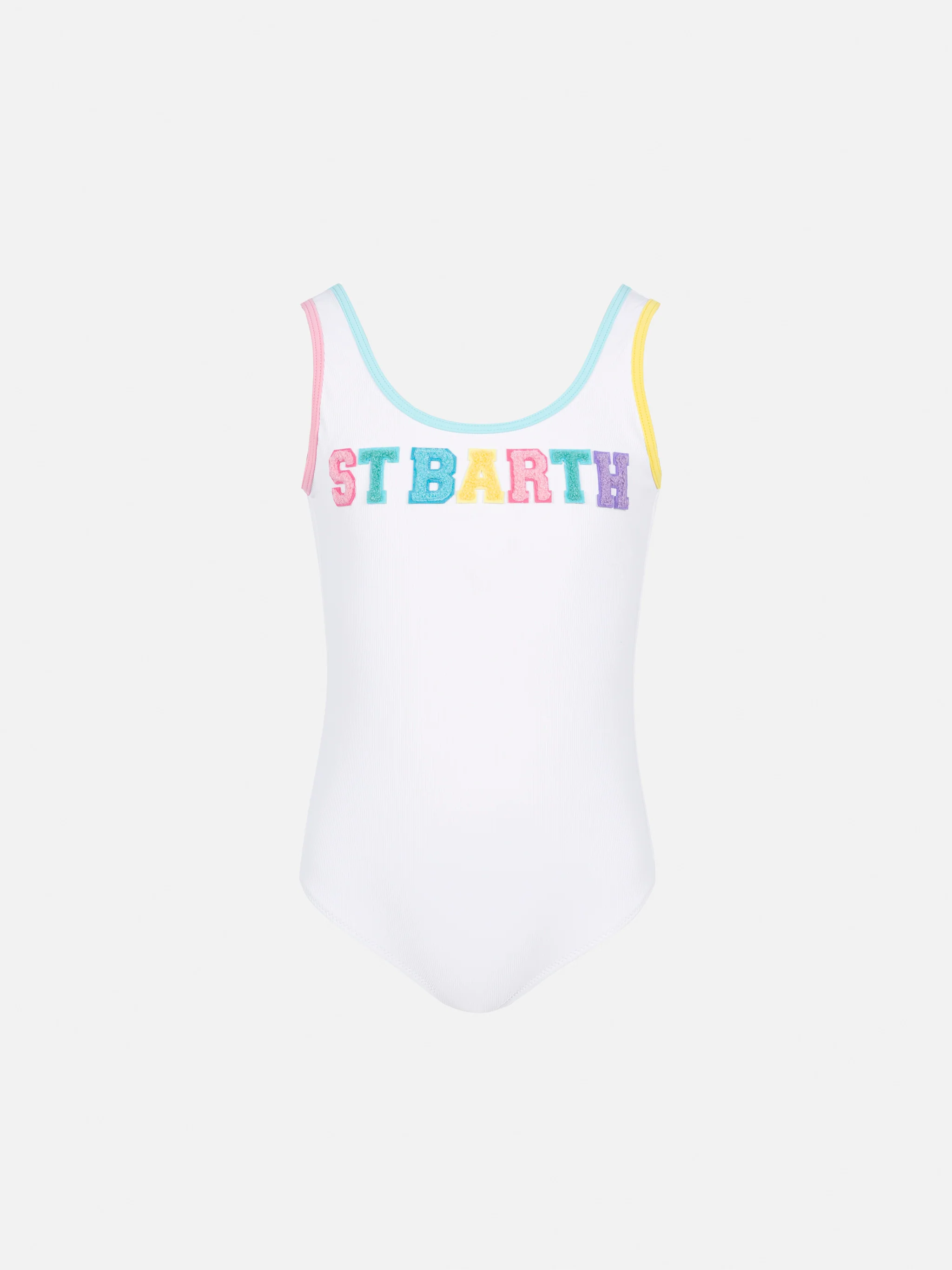 Kostuum intero Cara a costine bianco con patch logo veelkleurig
