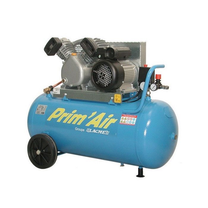 Lacme 2HP eenfasige tweecilindercompressor 21m³/u 100L PRIMAIR VM 21/100 NM