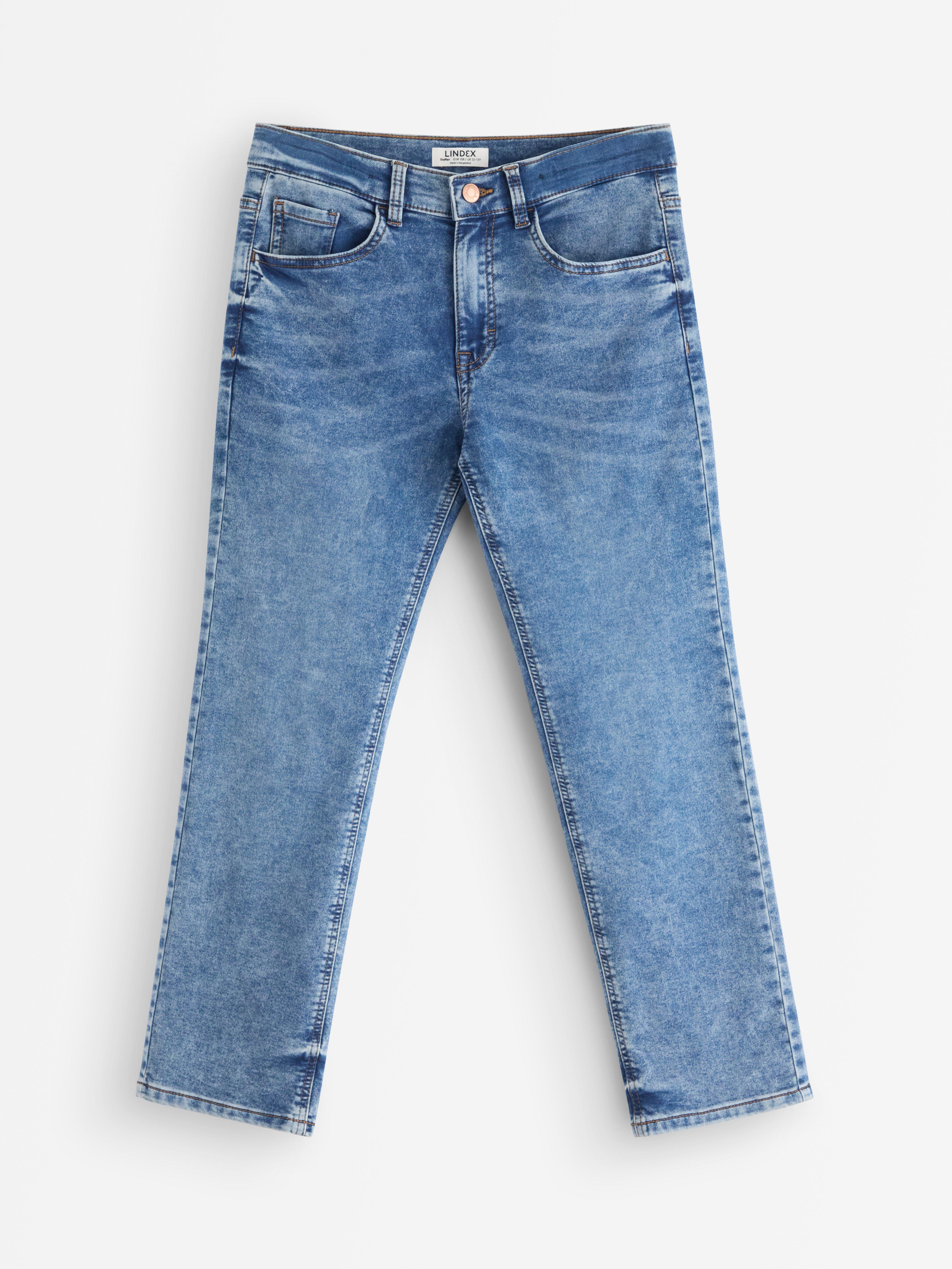 Džíny STAFFAN Rovné, regular střihy s kratšími nohavicemi Denim