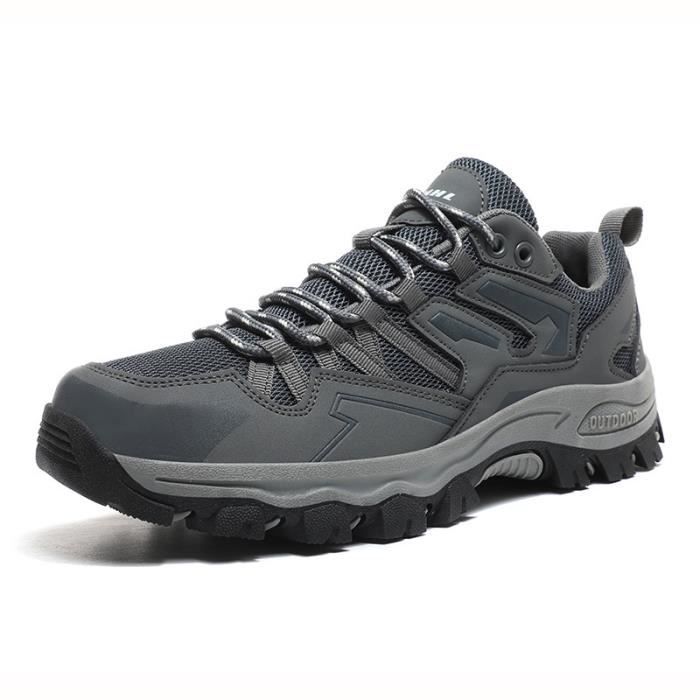 Zapatillas de senderismo para hombre, transpirables, ventiladas, antideslizantes, ideales para acampar - Gris - Transpirables