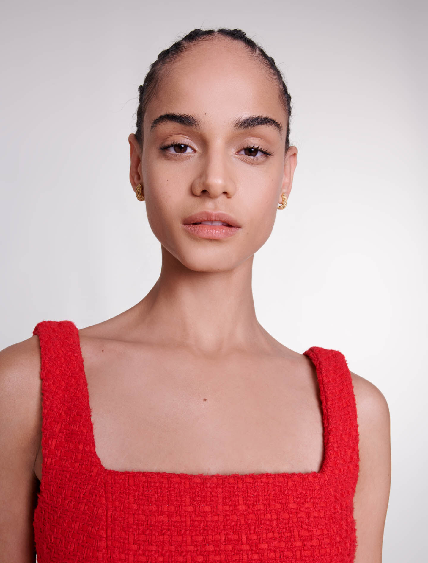 Korte tweedjurk - Rood