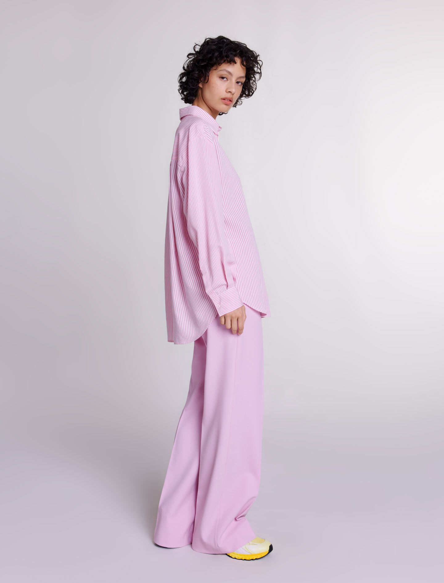 Lange gestreepte blouse - Roze