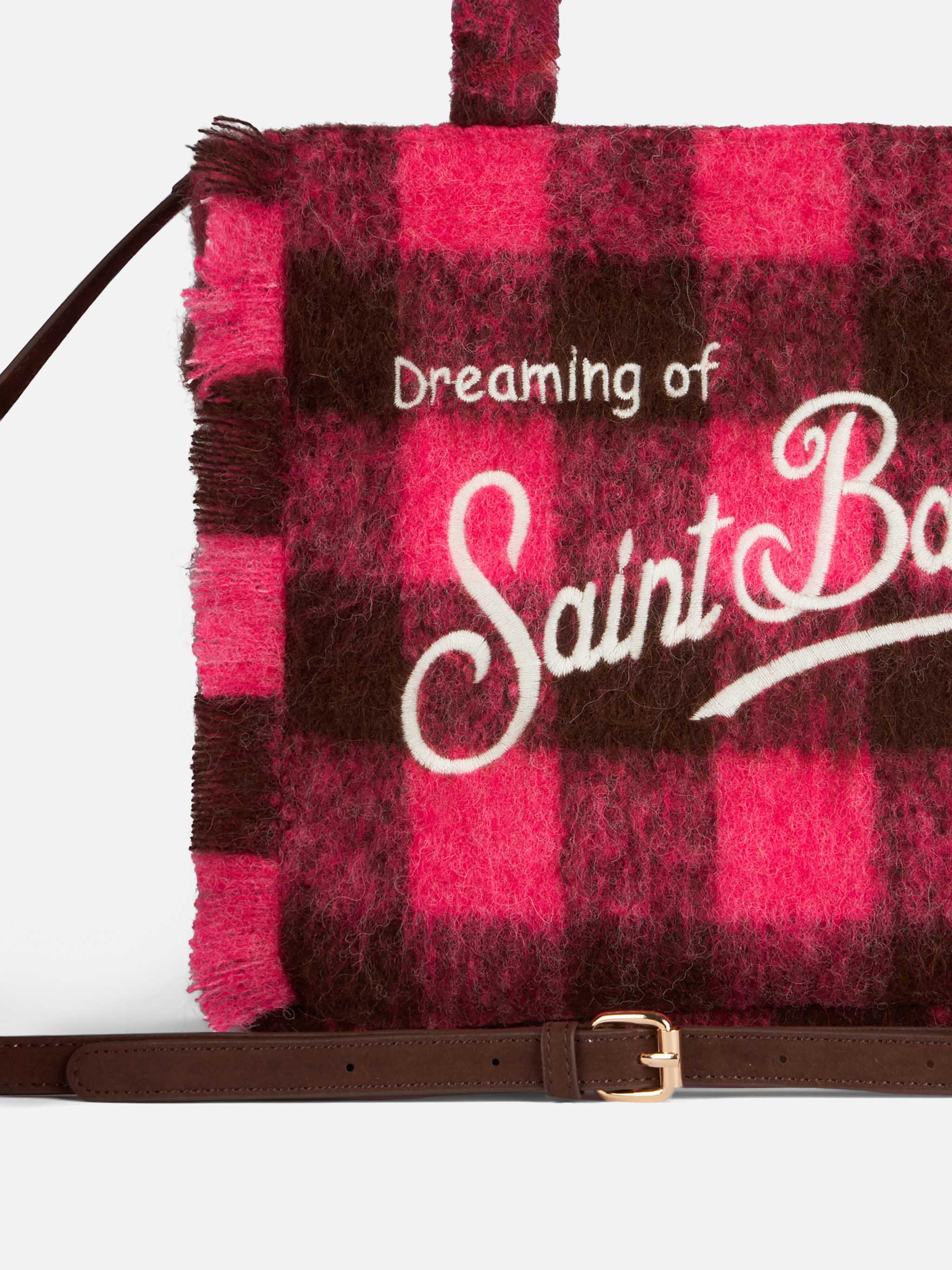 Wooly Colette handtas met franjes en ruitpatroon