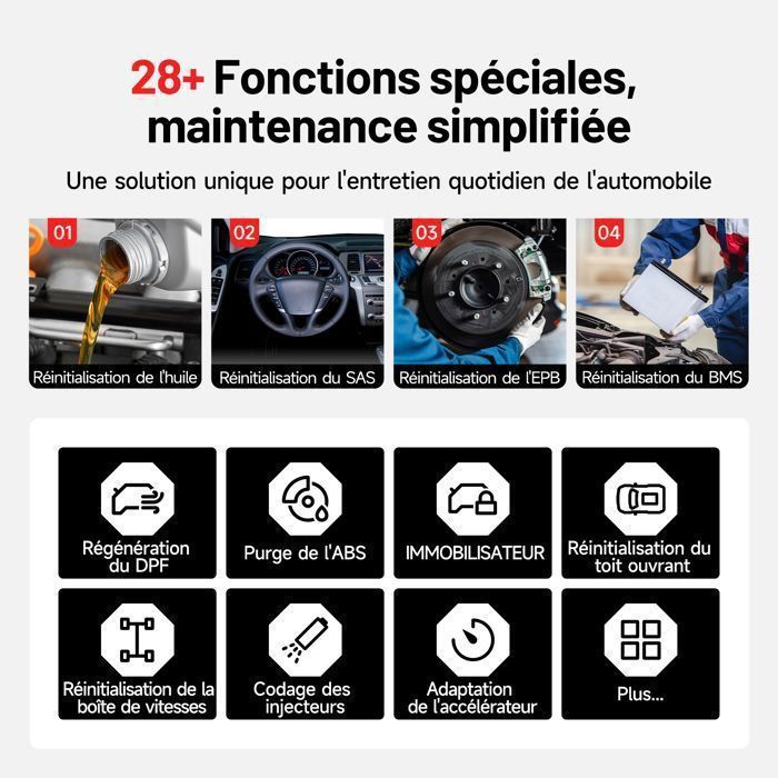 Outil de diagnostic TOPDON ArtiDiag800 BT-FR OBD2 Scanner Valise Diagnostic Auto avec AutoScan